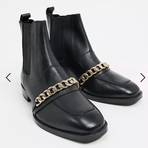 WORN ONCE: ASOS DESIGN Wide Fit Ava leather loafer boot